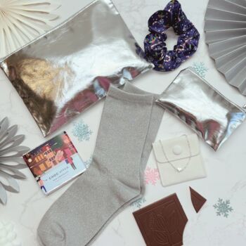 Christmas Gift For Her – Silver Socks, Bracelet And Silver Festive Accessories, 2 of 11