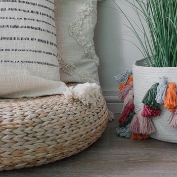 Fiesta White And Colourful Tassel Basket, 6 of 6