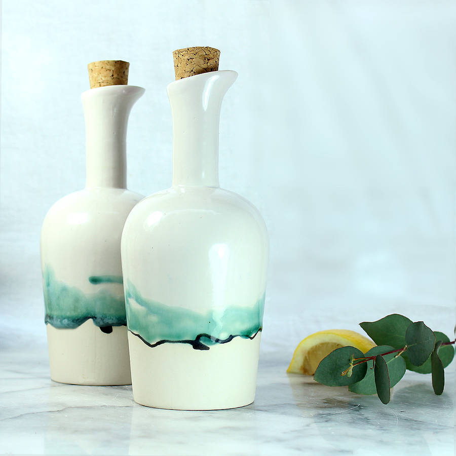 Ceramic Sauce Bottle, Oil Bottle Or Vinegar Bottle By Helen Rebecca