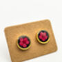 Ear Studs With Red Flowers In Black Lacquer, thumbnail 3 of 8