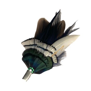 Feather Hair Clip Green And Black Reeves Pheasant 'Millie', 3 of 7