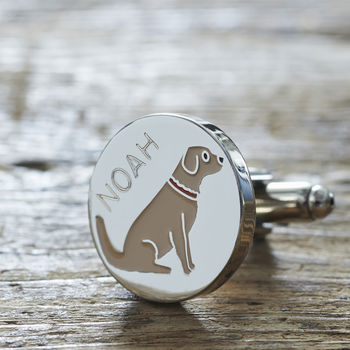 Daddy And Me Golden Retriever Cufflinks And Tag, 4 of 8