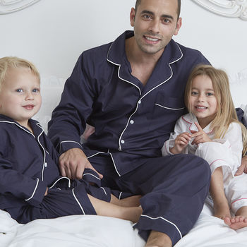 Men's Personalised Navy Cotton Pyjamas, 5 of 10