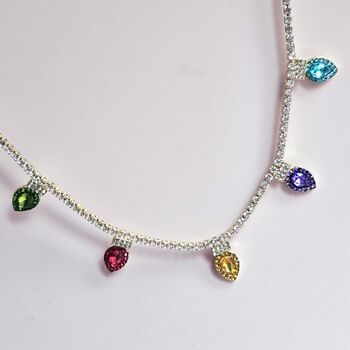 Rainbow Sparkle Christmas Lights Adjustable Necklace, 4 of 5