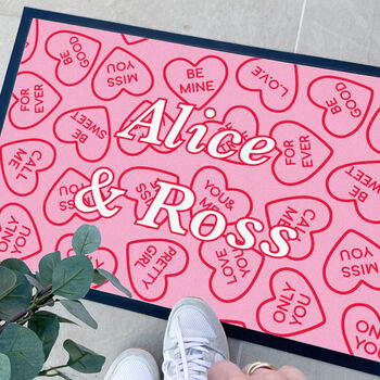 Personalised Sweet Hearts Doormat Wedding Gift, 2 of 2