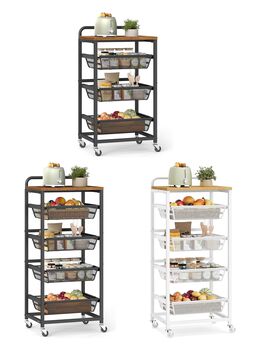 Multi Tier Storage Trolley Pull Out Basket Shelf, 7 of 7