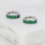 Minimalist Emerald Green Cz Huggie Hoop Earrings, thumbnail 2 of 11