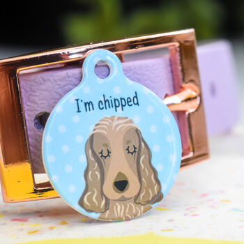 Cocker Spaniel Personalised Illustrated Dog ID Name Tag, 12 of 12
