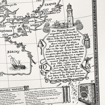 Shipping Forecast Map Hand Drawn Fine Art Print, 4 of 12