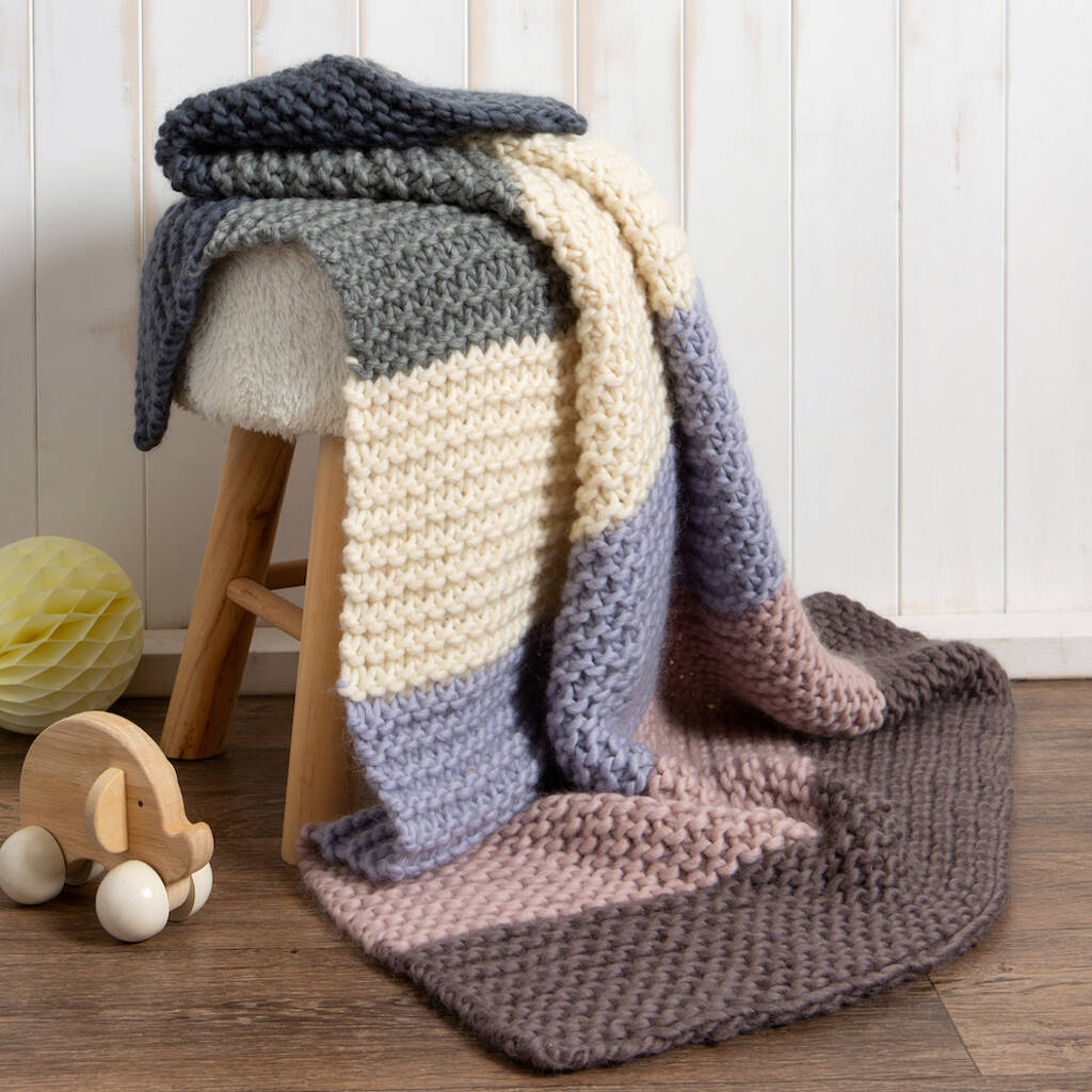 Naturally Neutral Blanket Knitting Kit, 1 of 4
