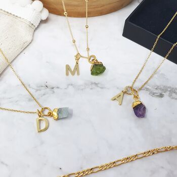 18k Gold Vermeil Plated Initial And Birthstone Necklace, 6 of 10