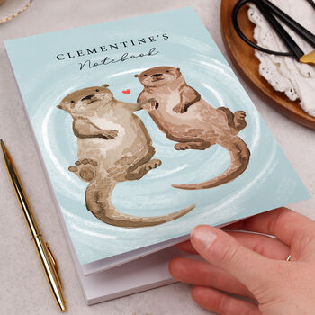 Personalised Notebook With Floating Otters, 2 of 4