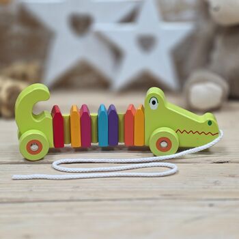 Wooden Crocodile Pull Along Toy, 2 of 4