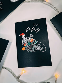 Biker Skeleton Santa Christmas Card, 4 of 5