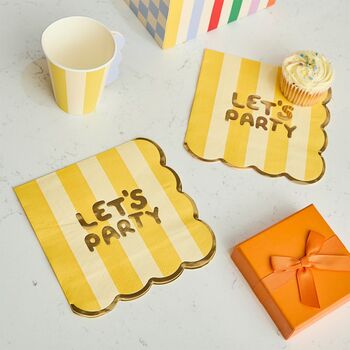 Colourful Let's Party Paper Napkins X 16, 3 of 3