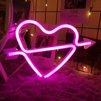 Cupid's Heart LED Neon Night Light, 2 of 8