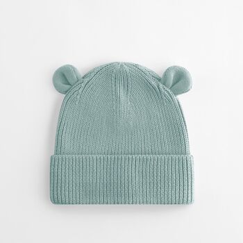 Organic Baby Bear Beanie Hat, 3 of 10