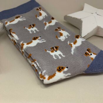 Bamboo Jack Russell Socks In Grey, 2 of 2