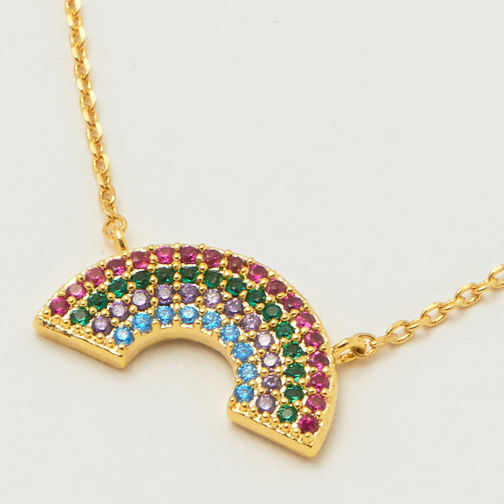 Colourful Rainbow Necklace In 18ct Gold Plate By Estella Bartlett