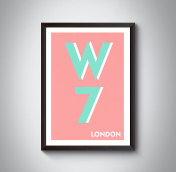 W7 Hanwell, Ealing London Postcode Typography Print, 10 of 11