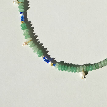 Green Gemstone Bead And Pearl Charms Necklace, 5 of 5