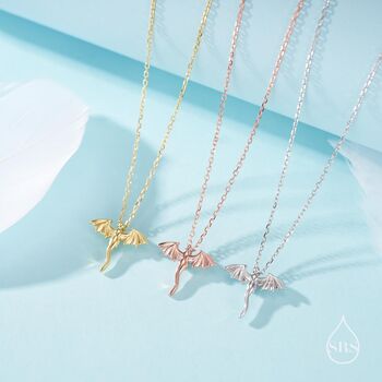 Sterling Silver Tiny Dragon Pendant Necklace, 4 of 11