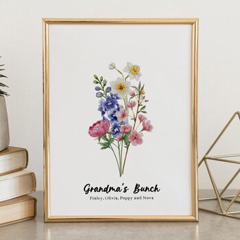 Personalised Birth Flower Mum's Bunch Print, 5 of 5