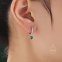 Tiny Emerald Green Cz Dangle Huggie Hoop, thumbnail 1 of 10