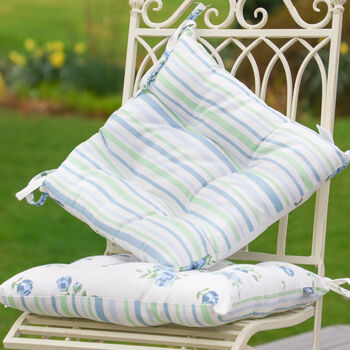 Luxury Blue Country Rose Garden Chair Cushions, 3 of 10
