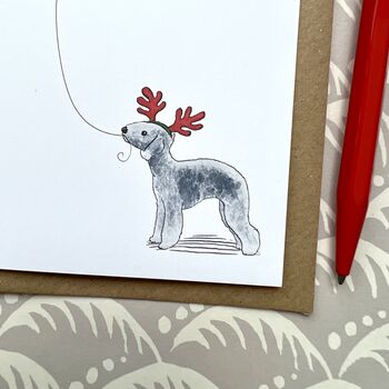 Bedlington Terrier Christmas Card, 2 of 2