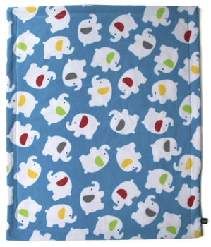 Fleece Blue Elephant Baby Blanket, 3 of 6