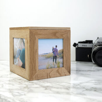 Dad's Personalised Oak Photo Cube Keepsake Box, 3 of 5
