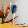 Peacock Feather Painted Wine Glass, thumbnail 1 of 7
