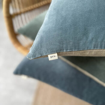 The Velvet And Linen Cushion Petrol Blue, 4 of 7