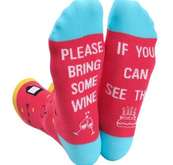 Bring Wine Novelty Fun Socks Size Five To Nine, 5 of 5