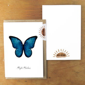 Blue Morpho Butterfly A6 Greetings Cards, 3 of 7