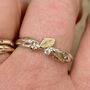 Cast Willow Ring With Diamond And Gold Leaves, thumbnail 1 of 5