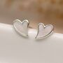 Tiny Sterling Silver Mother Of Pearl Heart Studs, thumbnail 1 of 7