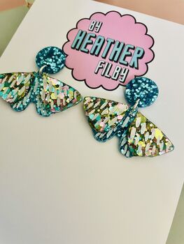 Moth Glitter Resin Earrings, 4 of 4
