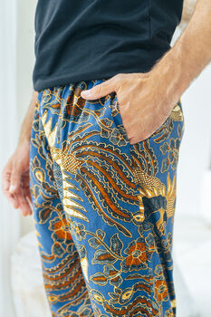 Royal Blue Men’s Cotton Batik Trouser, 3 of 5