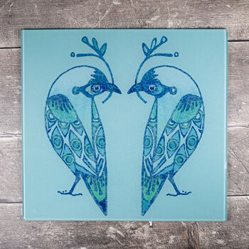 Lovebirds Aqua Turquoise Worktop Protector Cutting Board, 2 of 9