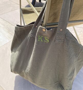 Personalised Large Soft Washed Look Cotton Canvas Tote Bag, 4 of 5
