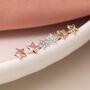 Silver And Gold Plated Triple Star Stud Earring Set, thumbnail 2 of 5