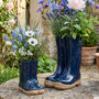 Navy Blue Heart Shaped Personalised Welly Planter Gift, thumbnail 3 of 5