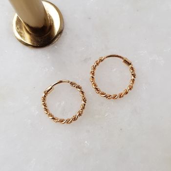 Huggie Textured Gold Hoop Earrings By Misskukie Notonthehighstreet Com