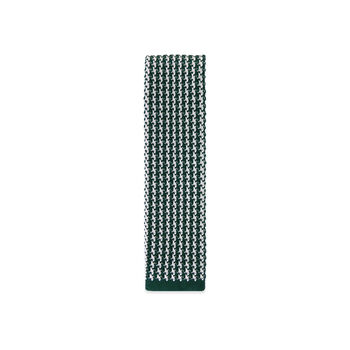 Men's Square End Houndstooth Design Knitted Tie | Dark Green, 4 of 4