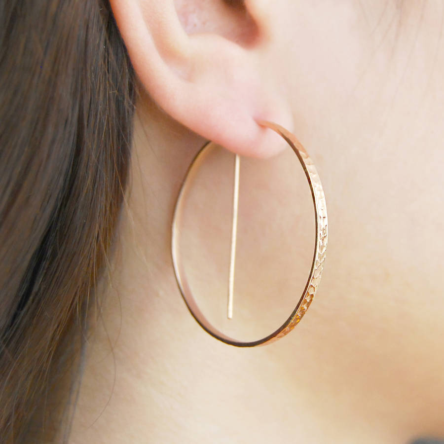 Rose Gold Plated Geometric Round Hoop Earrings, 1 of 3