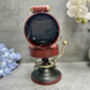 Barber’s Chair Table Clock – Red And Black Metal Ornament, thumbnail 4 of 12