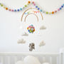 Bunny Flying With Rainbow Balloons Nursery Mobile, thumbnail 2 of 12