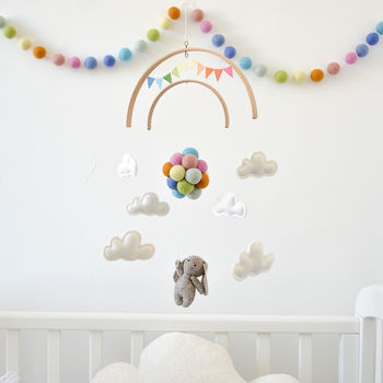 Bunny Flying With Rainbow Balloons Nursery Mobile, 2 of 12